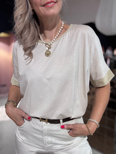 Kastgeluk t-shirt met glans detail